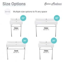 Swiss Madison Claire 40 in. Ceramic Console Sink White Basin Chrome Legs -Bathroom Sinks Sales white basin chrome legs swiss madison console sinks sm cs714 1f 1000