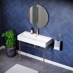 Swiss Madison Claire 40 in. Ceramic White Console Sink Basin Gold Legs -Bathroom Sinks Sales white basin gold legs swiss madison console sinks sm cs724 40 1000