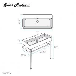 Swiss Madison Claire 40 in. Ceramic White Console Sink Basin Gold Legs -Bathroom Sinks Sales white basin gold legs swiss madison console sinks sm cs724 fa 1000