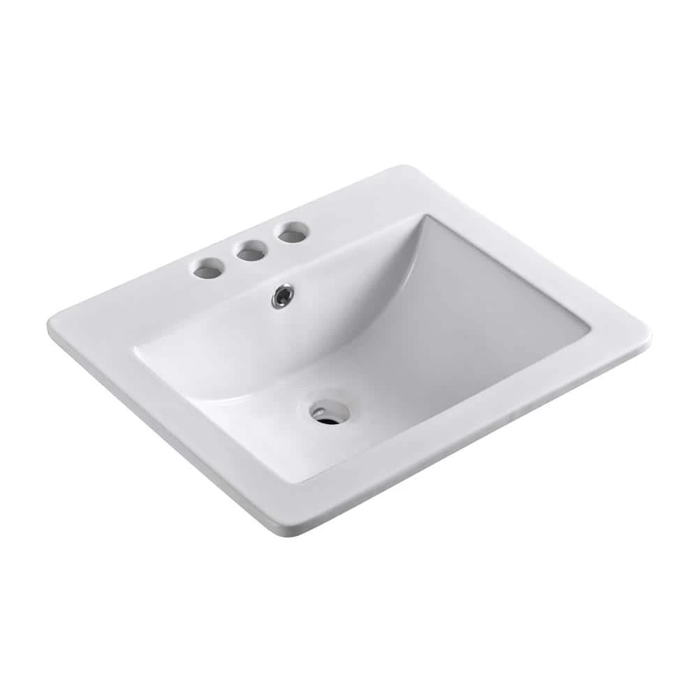 Bellaterra Home Sason 21 in. Drop-In Ceramic Bathroom Sink in White 3 Bellaterra Home Sason 21 in. Drop-In Ceramic Bathroom Sink in White