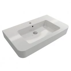 BOCCHI Parma Wall-Mounted White Fireclay Bathroom Sink 33.5 in. 1-Hole with Overflow -Bathroom Sinks Sales white bocchi wall mount sinks 1124 001 0126 c3 1000