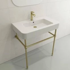 BOCCHI Parma Wall-Mounted White Fireclay Bathroom Sink 33.5 in. 1-Hole with Overflow -Bathroom Sinks Sales white bocchi wall mount sinks 1124 001 0126 fa 1000