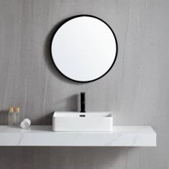 Boyel Living White Ceramic Rectangular Above Counter Vessel Sink with Pop Up Drain Faucet Hole and Overflow -Bathroom Sinks Sales white boyel living wall mount sinks ys bathsnik 048 31 1000