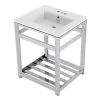 Kingston Brass 25 in. Ceramic Console Sink (4 in. in 3-Hole) with Stainless Steel Base in Chrome -Bathroom Sinks Sales white chrome kingston brass console sinks hvwp2522w4a1 64 1000