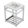 Kingston Brass 25 in. Ceramic Console Sink (8 in. in 3-Hole) with Stainless Steel Base in Chrome -Bathroom Sinks Sales white chrome kingston brass console sinks hvwp2522w8a1 64 1000