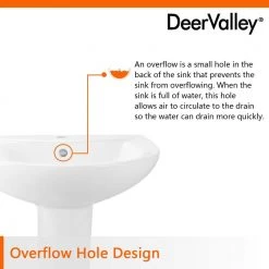 DEERVALLEY 25 3/4 in. Tall U-Shape White Vitreous China Pedestal Bathroom Sink With Overflow 19 DEERVALLEY 25 3/4 in. Tall U-Shape White Vitreous China Pedestal Bathroom Sink With Overflow -Bathroom Sinks Sales white deervalley pedestal sinks dv 1p523 4f 1000