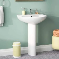 DEERVALLEY 25 3/4 in. Tall U-Shape White Vitreous China Pedestal Bathroom Sink With Overflow