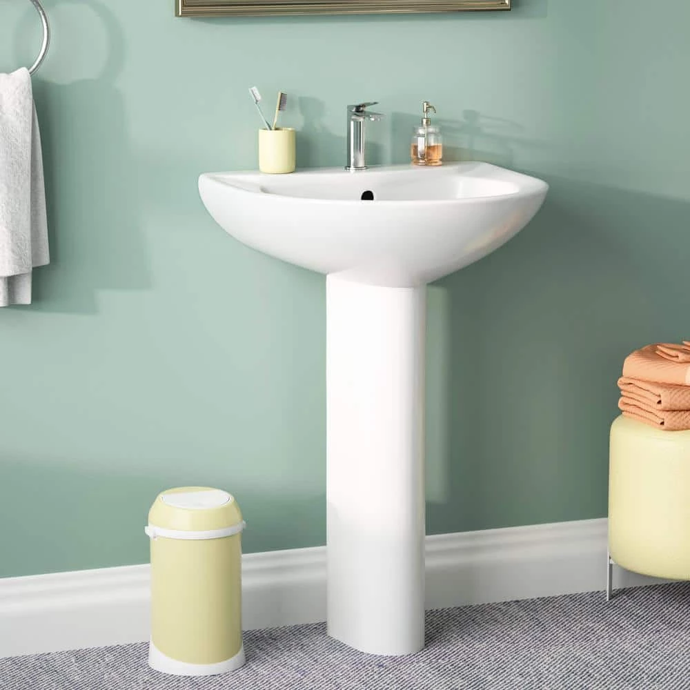 DEERVALLEY 25 3/4 in. Tall U-Shape White Vitreous China Pedestal Bathroom Sink With Overflow 3 DEERVALLEY 25 3/4 in. Tall U-Shape White Vitreous China Pedestal Bathroom Sink With Overflow