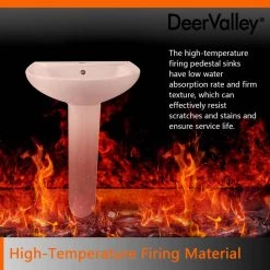 DEERVALLEY 25 3/4 in. Tall U-Shape White Vitreous China Pedestal Bathroom Sink With Overflow 24 DEERVALLEY 25 3/4 in. Tall U-Shape White Vitreous China Pedestal Bathroom Sink With Overflow -Bathroom Sinks Sales white deervalley pedestal sinks dv 1p523 d4 1000