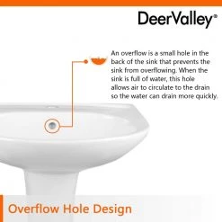 DEERVALLEY 26 5/8 in. Tall Modern U-Shape White Vitreous China Pedestal Bathroom Sink With Overflow -Bathroom Sinks Sales white deervalley pedestal sinks dv 1p525 76 1000