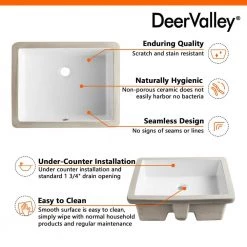 DEERVALLEY 19-3/4 in. Undermount Bathroom Sink in White Vitreous China -Bathroom Sinks Sales white deervalley undermount bathroom sinks dv 1u201 77 1000