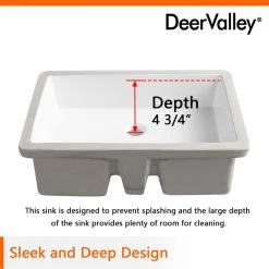 DEERVALLEY 22-1/4 in. Undermount Vitreous China Bathroom Sink in White 22 DEERVALLEY 22-1/4 in. Undermount Vitreous China Bathroom Sink in White -Bathroom Sinks Sales white deervalley undermount bathroom sinks dv 1u202 77 1000