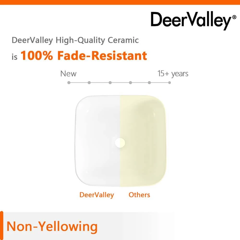 DEERVALLEY White Rectangular Bathroom Ceramic Vessel Sink Art Basin in White Not Included Facuet 10 DEERVALLEY White Rectangular Bathroom Ceramic Vessel Sink Art Basin in White Not Included Facuet - Image 8