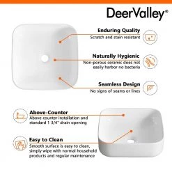 DEERVALLEY White Rectangular Bathroom Ceramic Vessel Sink Art Basin in White Not Included Facuet 19 DEERVALLEY White Rectangular Bathroom Ceramic Vessel Sink Art Basin in White Not Included Facuet -Bathroom Sinks Sales white deervalley vessel sinks dv 1v021 c3 1000