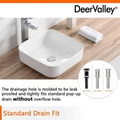 DEERVALLEY White Rectangular Bathroom Ceramic Vessel Sink Art Basin in White Not Included Facuet 23 DEERVALLEY White Rectangular Bathroom Ceramic Vessel Sink Art Basin in White Not Included Facuet -Bathroom Sinks Sales white deervalley vessel sinks dv 1v021 fa 1000