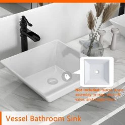 DEERVALLEY Classic Ceramic Square Vessel Sink in White 15 DEERVALLEY Classic Ceramic Square Vessel Sink in White -Bathroom Sinks Sales white deervalley vessel sinks dv 1v022 4f 1000