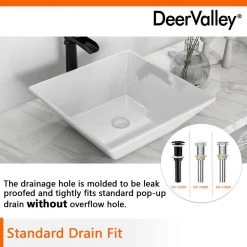 DEERVALLEY Classic Ceramic Square Vessel Sink in White 16 DEERVALLEY Classic Ceramic Square Vessel Sink in White -Bathroom Sinks Sales white deervalley vessel sinks dv 1v022 76 1000
