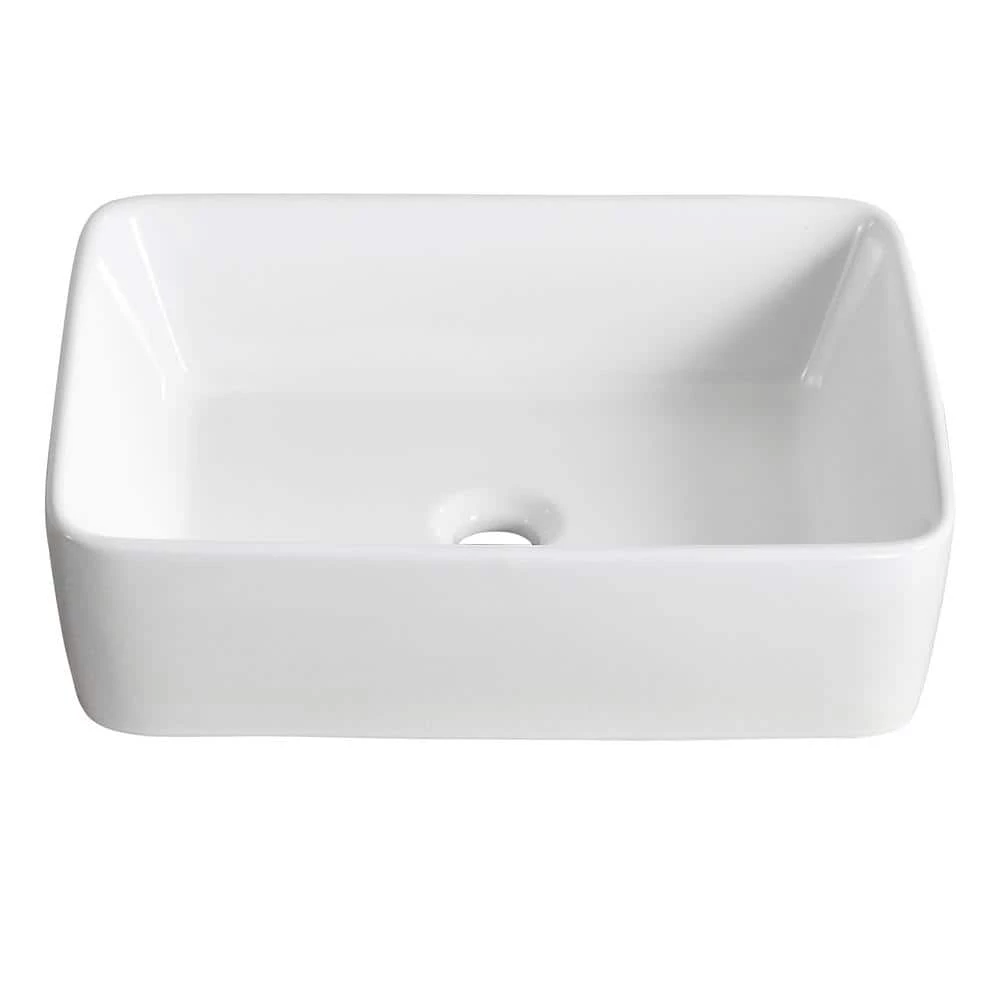 DEERVALLEY Rectangular Bathroom Ceramic Vessel Sink Art Basin in White 13 DEERVALLEY Rectangular Bathroom Ceramic Vessel Sink Art Basin in White - Image 11