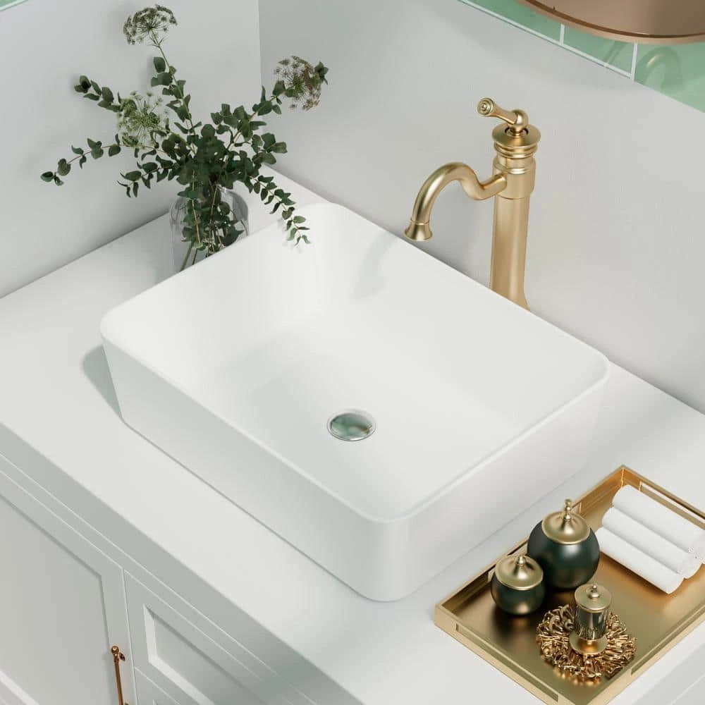 DEERVALLEY Rectangular Bathroom Ceramic Vessel Sink Art Basin in White 3 DEERVALLEY Rectangular Bathroom Ceramic Vessel Sink Art Basin in White