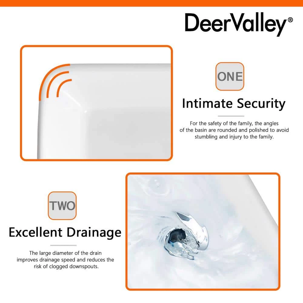 DEERVALLEY Rectangular Bathroom Ceramic Vessel Sink Art Basin in White 6 DEERVALLEY Rectangular Bathroom Ceramic Vessel Sink Art Basin in White - Image 4