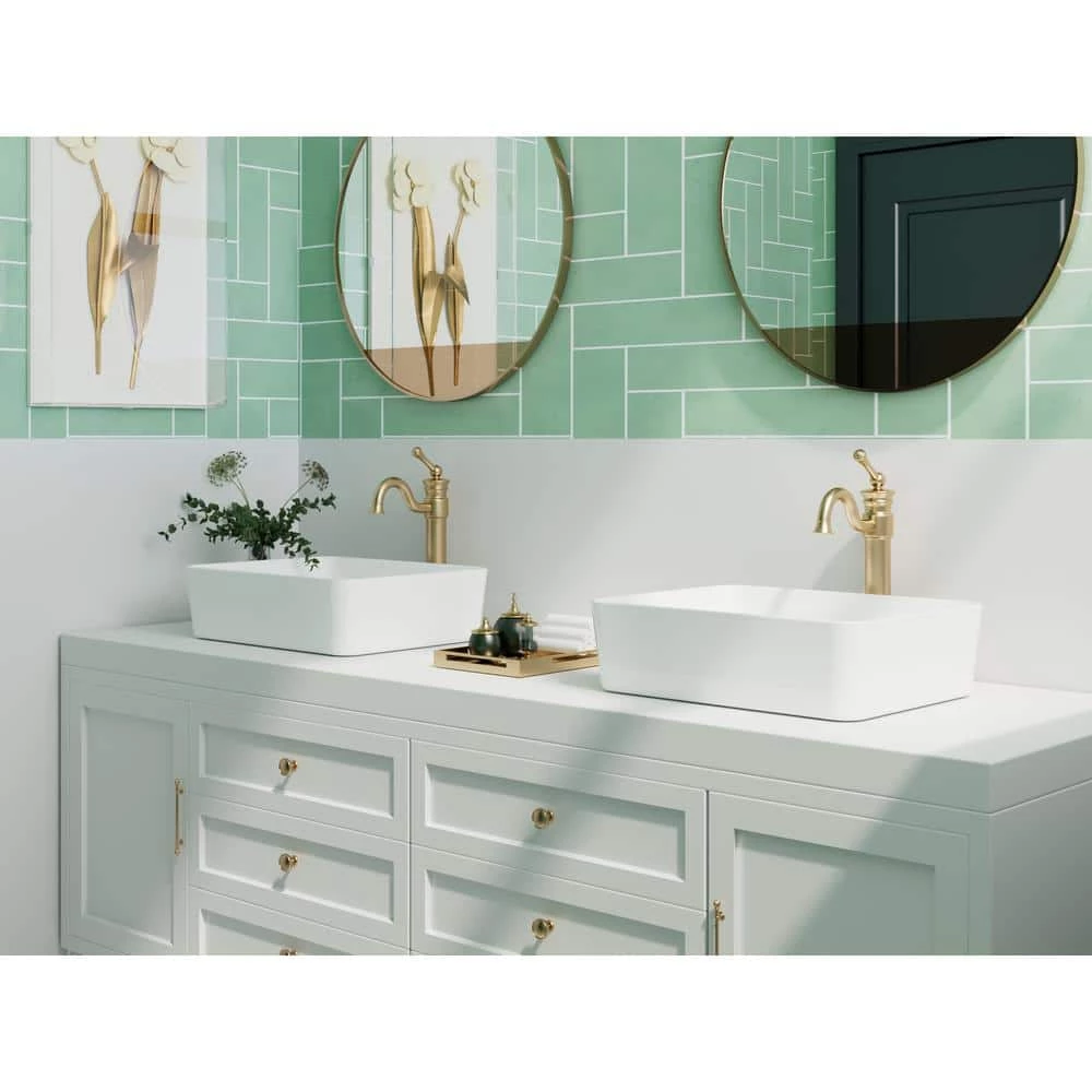 DEERVALLEY Rectangular Bathroom Ceramic Vessel Sink Art Basin in White 10 DEERVALLEY Rectangular Bathroom Ceramic Vessel Sink Art Basin in White - Image 8