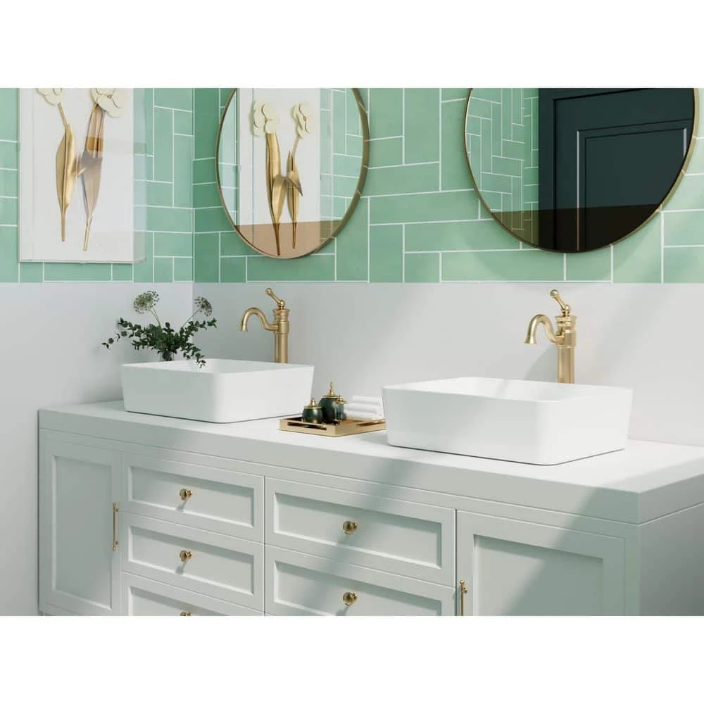 DEERVALLEY Rectangular Bathroom Ceramic Vessel Sink Art Basin in White 4 DEERVALLEY Rectangular Bathroom Ceramic Vessel Sink Art Basin in White - Image 2
