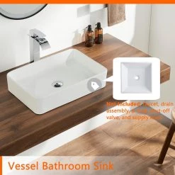 DEERVALLEY Classic Ceramic Rectangular Vessel Sink in White -Bathroom Sinks Sales white deervalley vessel sinks dv 1v032 1d 1000
