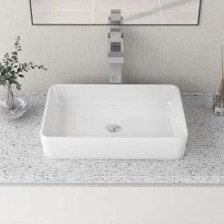 DEERVALLEY Classic Ceramic Rectangular Vessel Sink in White