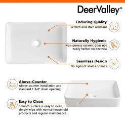DEERVALLEY Classic Ceramic Rectangular Vessel Sink in White -Bathroom Sinks Sales white deervalley vessel sinks dv 1v032 fa 1000