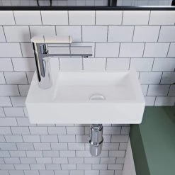 DEERVALLEY Ceramic Rectangular Wall Mounted Bathroom Sink in White