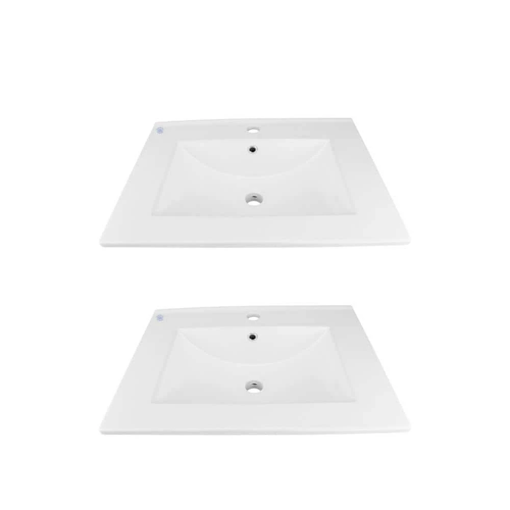RENOVATORS SUPPLY MANUFACTURING Self-Rimming Square Drop-In Bathroom Sink in White Porcelain (Set of 2) 3 RENOVATORS SUPPLY MANUFACTURING Self-Rimming Square Drop-In Bathroom Sink in White Porcelain (Set of 2)