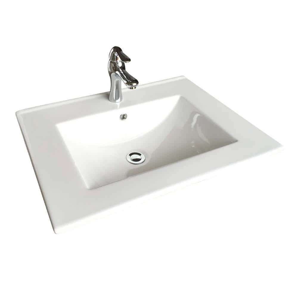 RENOVATORS SUPPLY MANUFACTURING Bo 24 in. Square Drop-In Bathroom Sink in White with Overflow Faucet and Drain 3 RENOVATORS SUPPLY MANUFACTURING Bo 24 in. Square Drop-In Bathroom Sink in White with Overflow Faucet and Drain