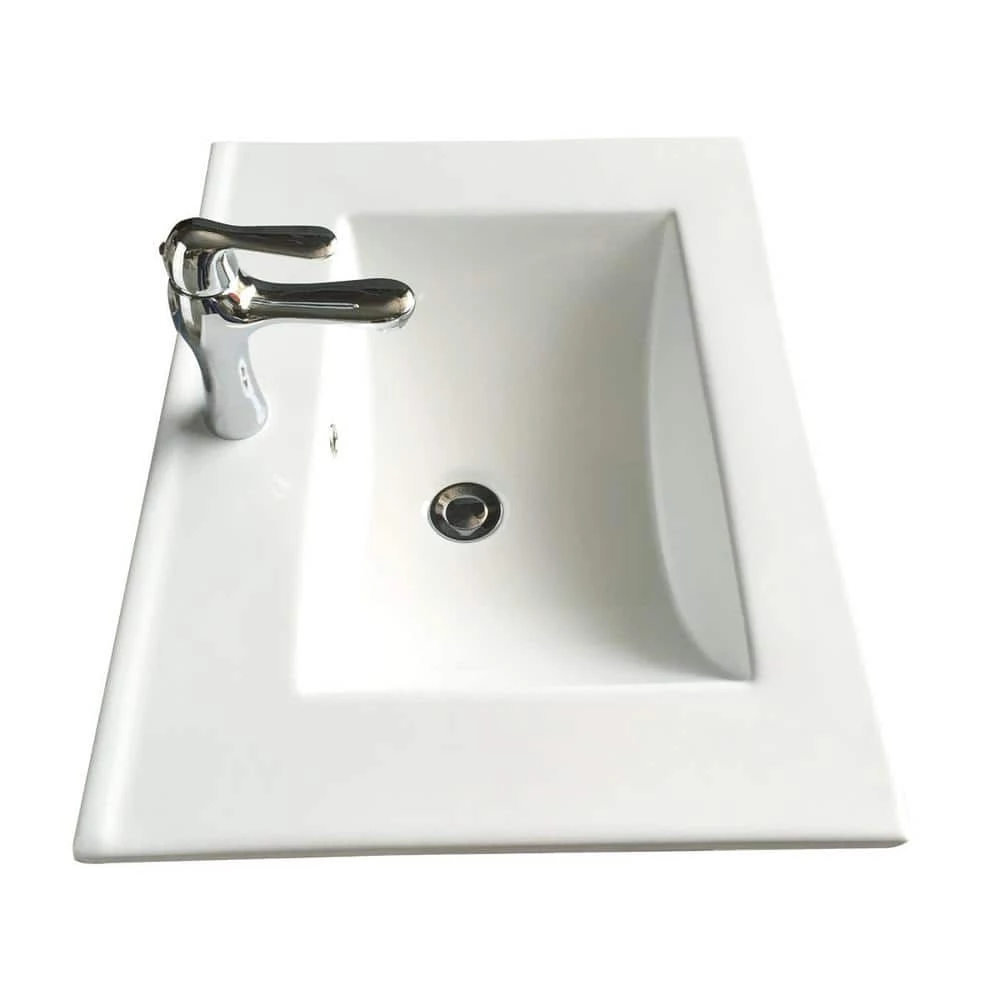 RENOVATORS SUPPLY MANUFACTURING Square Drop-In Self Rimming Bathroom Sink in White with Faucet and Drain (Set of 2) 4 RENOVATORS SUPPLY MANUFACTURING Square Drop-In Self Rimming Bathroom Sink in White with Faucet and Drain (Set of 2) - Image 2
