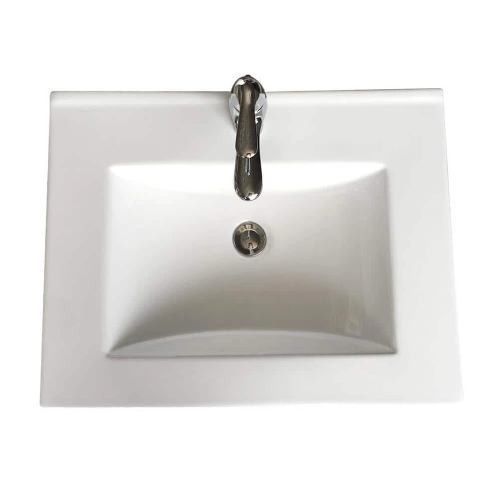 RENOVATORS SUPPLY MANUFACTURING Square Drop-In Self Rimming Bathroom Sink in White with Faucet and Drain (Set of 2) 5 RENOVATORS SUPPLY MANUFACTURING Square Drop-In Self Rimming Bathroom Sink in White with Faucet and Drain (Set of 2) - Image 3