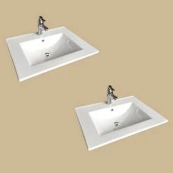 RENOVATORS SUPPLY MANUFACTURING Square Drop-In Self Rimming Bathroom Sink in White with Faucet and Drain (Set of 2) 13 RENOVATORS SUPPLY MANUFACTURING Square Drop-In Self Rimming Bathroom Sink in White with Faucet and Drain (Set of 2) -Bathroom Sinks Sales white drop in bathroom sinks 60336 c3 1000