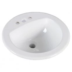 Kingsman Hardware 19 in. Round Topmount/Self Rimming/Drop-In Glazed Vitreous Ceramic Lavatory Vanity Bathroom Sink Pure in White