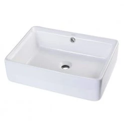 EAGO Rectangular Ceramic Vessel Sink in White with Overflow Cover -Bathroom Sinks Sales white eago vessel sinks ba131 44 1000