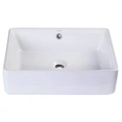 EAGO Rectangular Ceramic Vessel Sink in White with Overflow Cover -Bathroom Sinks Sales white eago vessel sinks ba131 76 1000