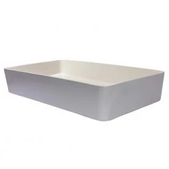 Eden Bath Wide White Concrete Rectangular Vessel Sink with Drain -Bathroom Sinks Sales white eden bath vessel sinks eb n011wh 1f 1000