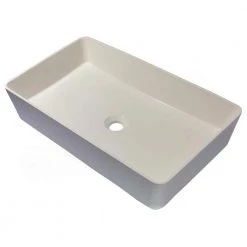 Eden Bath Wide White Concrete Rectangular Vessel Sink with Drain -Bathroom Sinks Sales white eden bath vessel sinks eb n011wh 44 1000