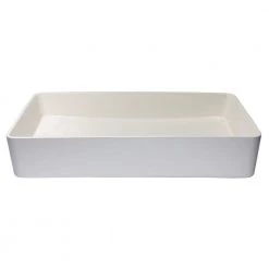Eden Bath Wide White Concrete Rectangular Vessel Sink with Drain -Bathroom Sinks Sales white eden bath vessel sinks eb n011wh 4f 1000