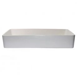 Eden Bath Wide White Concrete Rectangular Vessel Sink with Drain -Bathroom Sinks Sales white eden bath vessel sinks eb n011wh c3 1000
