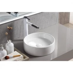 Elanti Round Vessel Bathroom Sink in White -Bathroom Sinks Sales white elanti vessel sinks 1102 fa 1000