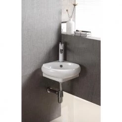 Elanti Wall-Mounted Corner Oval Compact Bathroom Sink in White 14 Elanti Wall-Mounted Corner Oval Compact Bathroom Sink in White -Bathroom Sinks Sales white elanti wall mount sinks 1103 44 1000