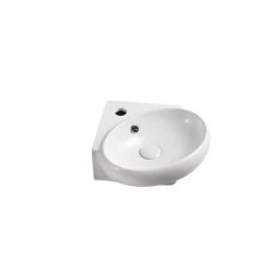 Elanti Wall-Mounted Corner Oval Compact Bathroom Sink in White