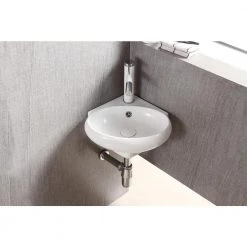 Elanti Wall-Mounted Corner Oval Compact Bathroom Sink in White 15 Elanti Wall-Mounted Corner Oval Compact Bathroom Sink in White -Bathroom Sinks Sales white elanti wall mount sinks 1103 fa 1000
