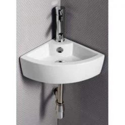 Elanti Wall-Mounted Corner Bathroom Sink in White -Bathroom Sinks Sales white elanti wall mount sinks ec9808 31 1000