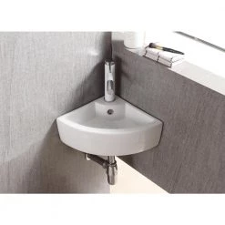 Elanti Wall-Mounted Corner Bathroom Sink in White -Bathroom Sinks Sales white elanti wall mount sinks ec9808 fa 1000