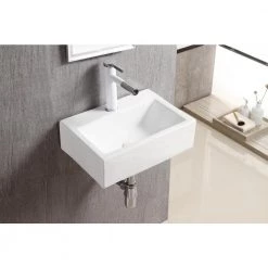 Elanti Wall-Mounted Rectangle Bathroom Sink in White -Bathroom Sinks Sales white elanti wall mount sinks ec9859 44 1000