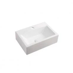 Elanti Wall-Mounted Rectangle Bathroom Sink in White